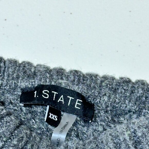 1.State NWOT Knit Ribbed Trim Turtleneck Sweater Size XX-Small Heather G… - Picture 3 of 7